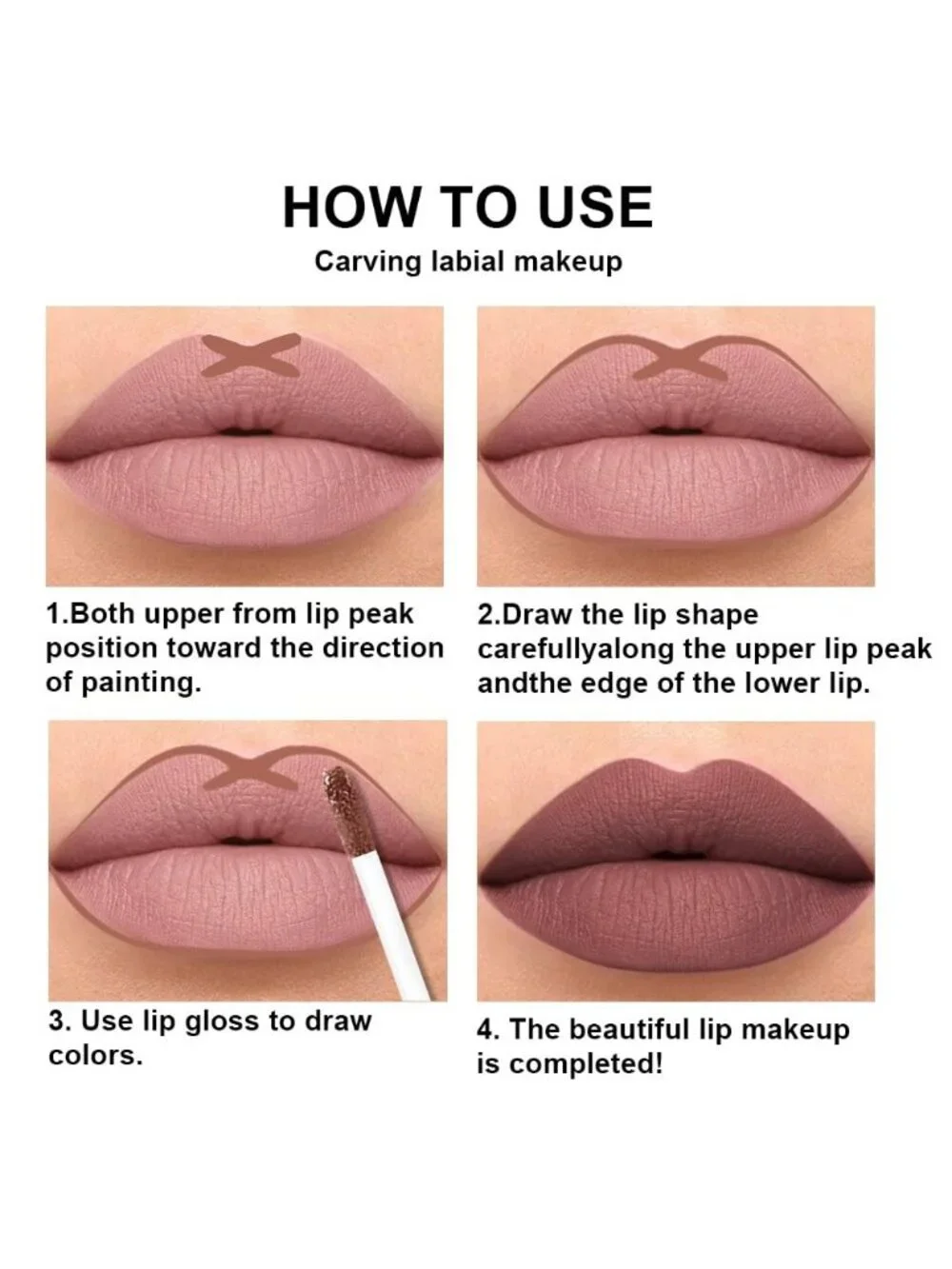 DNM 61# Nuetral Nude 2Pcs 24H Long-Lasting Matte Liquid Lipstick and Lip Liner